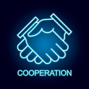 neon tarzında işbirliği hattı simgesi. Mobil konsept ve web uygulamaları için insan kaynakları simgesi öğesi