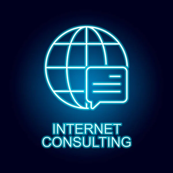 Icona della linea di consulenza internet in stile neon. Elemento dell'icona delle risorse umane per il concetto mobile e le applicazioni web — Vettoriale Stock