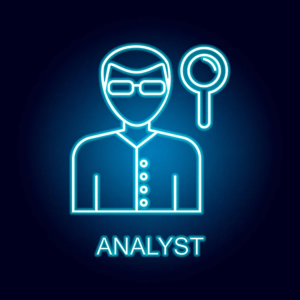 Analystenzeilen-Symbol im Neon-Stil. Element des Personalsymbols für mobile Konzepte und Web-Apps — Stockvektor