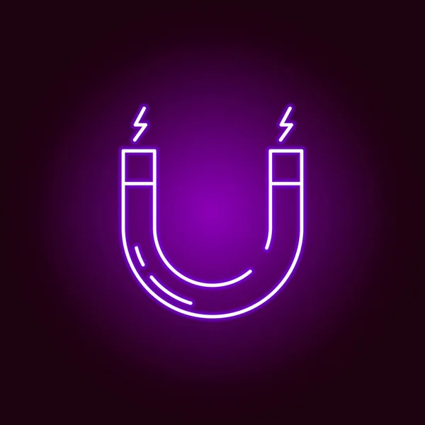 Ímã ícone. Elementos da ilustração científica no ícone de estilo néon violeta. Sinais e símbolos podem ser usados para web, logotipo, aplicativo móvel, UI, UX — Vetor de Stock