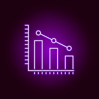 istatistik, veri simgesi. Menekşe neon tarzı simgesibilim illüstrasyon elemanları. İşaretler ve semboller web, logo, mobil uygulama, Ui, Ux için kullanılabilir