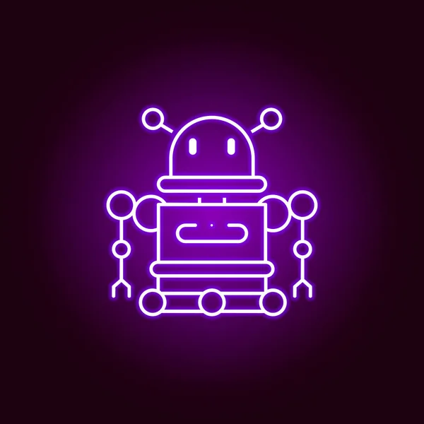 Robot icon. Elements of science illustration in violet neon style icon. Signs and symbols can be used for web, logo, mobile app, UI, UX — Stock Vector
