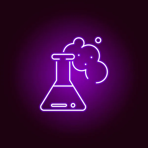 Icono del frasco. Elementos de la ilustración de la ciencia en el icono de estilo de neón violeta. Los signos y símbolos se pueden utilizar para la web, logotipo, aplicación móvil, interfaz de usuario, UX — Archivo Imágenes Vectoriales