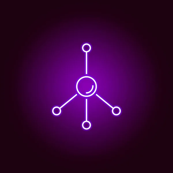 Molecules icon. Elements of science illustration in violet neon style icon. Signs and symbols can be used for web, logo, mobile app, UI, UX — Stock Vector
