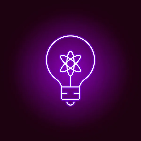 Glühbirnen-Symbol. Elemente der wissenschaftlichen Illustration in violettem Neon-Stil-Symbol. Zeichen und Symbole können für Web, Logo, mobile App, ui, ux verwendet werden — Stockvektor