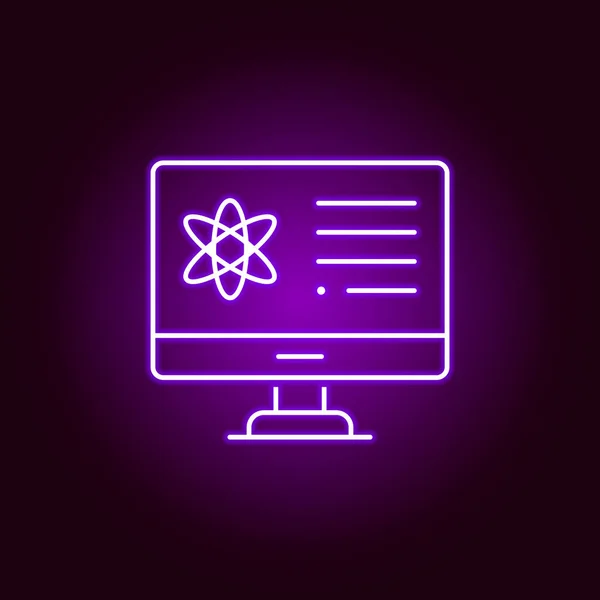 Elektronen-Symbol. Elemente der wissenschaftlichen Illustration in violettem Neon-Stil-Symbol. Zeichen und Symbole können für Web, Logo, mobile App, ui, ux verwendet werden — Stockvektor