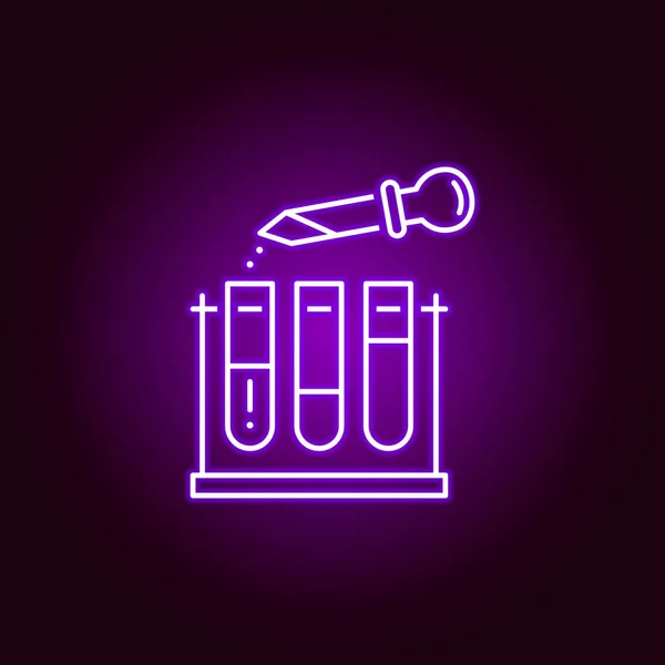 Ícone de laboratório. Elementos da ilustração científica no ícone de estilo néon violeta. Sinais e símbolos podem ser usados para web, logotipo, aplicativo móvel, UI, UX — Vetor de Stock