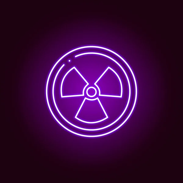 Strahlenzeichen-Symbol. Elemente der wissenschaftlichen Illustration in violettem Neon-Stil-Symbol. Zeichen und Symbole können für Web, Logo, mobile App, ui, ux verwendet werden — Stockvektor