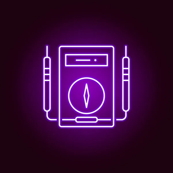 Ícone voltímetro. Elementos da ilustração científica no ícone de estilo néon violeta. Sinais e símbolos podem ser usados para web, logotipo, aplicativo móvel, UI, UX — Vetor de Stock