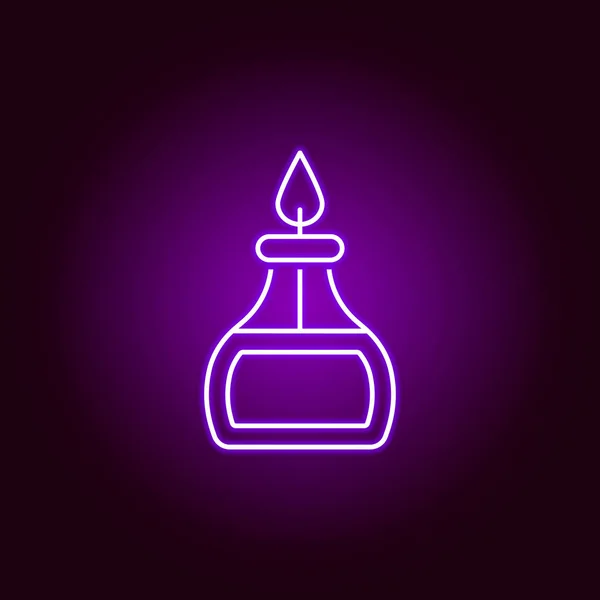 Icono de quemador. Elementos de la ilustración de la ciencia en el icono de estilo de neón violeta. Los signos y símbolos se pueden utilizar para la web, logotipo, aplicación móvil, interfaz de usuario, UX — Vector de stock