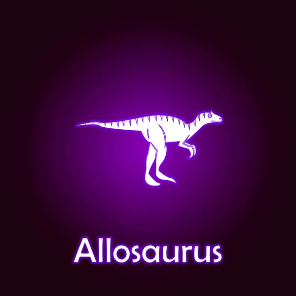 Allosaurus outline vector. Elementen van de dinosaurussen illustratie in neon stijlicoon. Tekens en symbolen kunnen worden gebruikt voor web, logo, mobiele app, ui, UX — Stockvector