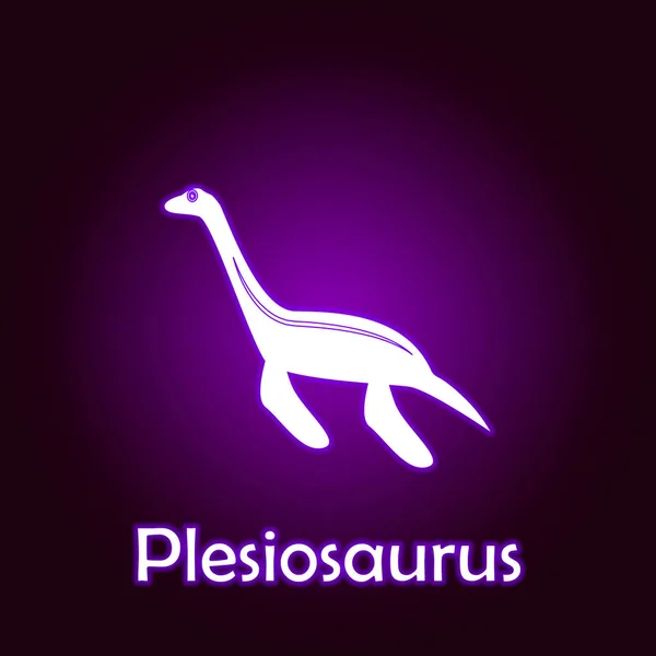 Plesiosaurus omtrek vector. Elementen van de dinosaurussen illustratie in neon stijlicoon. Tekens en symbolen kunnen worden gebruikt voor web, logo, mobiele app, ui, UX — Stockvector