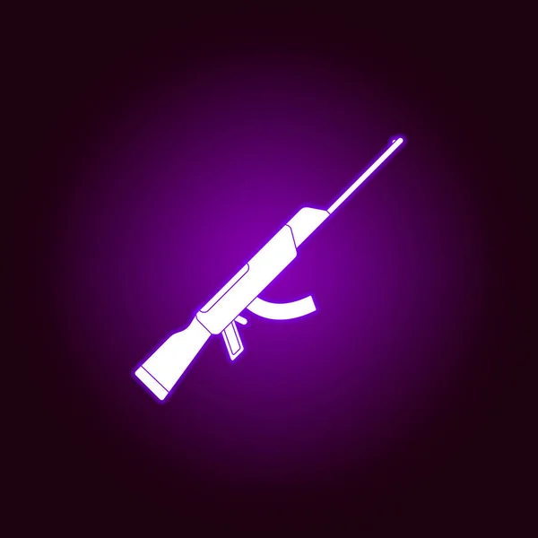 Ícone de rifle de assalto em estilo neon. Elemento de guerra, ilustração de armaduras. Ícone de design gráfico de qualidade premium. Ícone de sinais e símbolos para sites, web design, aplicativo móvel —  Vetores de Stock