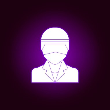 Neon tarzıasker simgesi. Savaş unsuru, zırh illüstrasyonu. Üstün kaliteli grafik tasarım simgesi. Web siteleri, web tasarımı, mobil uygulama için işaretler ve semboller simgesi