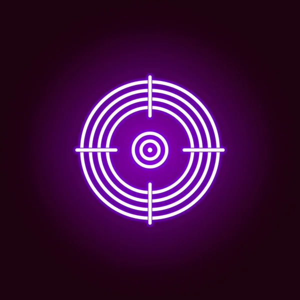 Ícone de visão Sniper em estilo neon. Elemento de guerra, ilustração de armaduras. Ícone de design gráfico de qualidade premium. Ícone de sinais e símbolos para sites, web design, aplicativo móvel — Vetor de Stock