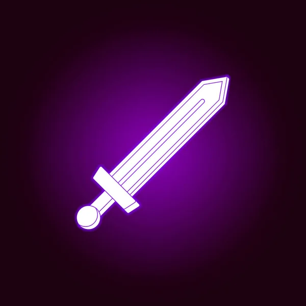 Icono de espada en estilo neón. Elemento de guerra, ilustración de armadura. Icono de diseño gráfico de calidad premium. Signos y símbolos icono para sitios web, diseño web, aplicación móvil — Vector de stock