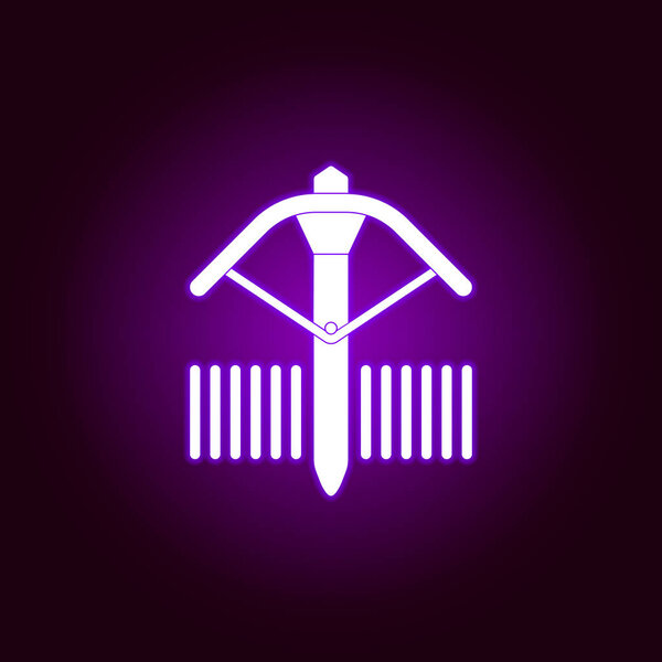 Crossbow icon in neon style. Element of war, armour illustration. Premium quality graphic design icon. Signs and symbols icon for websites, web design, mobile app
