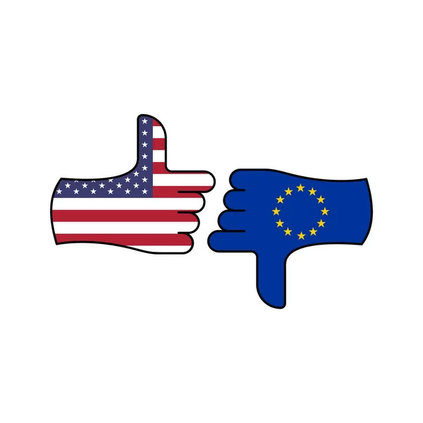 Vítězství USA poražený gesto EU barevný symbol. Prvky ikony ilustrace příznaku Značky a symboly mohou být použity pro web, logo, mobilní aplikace, UI, UX — Stockový vektor