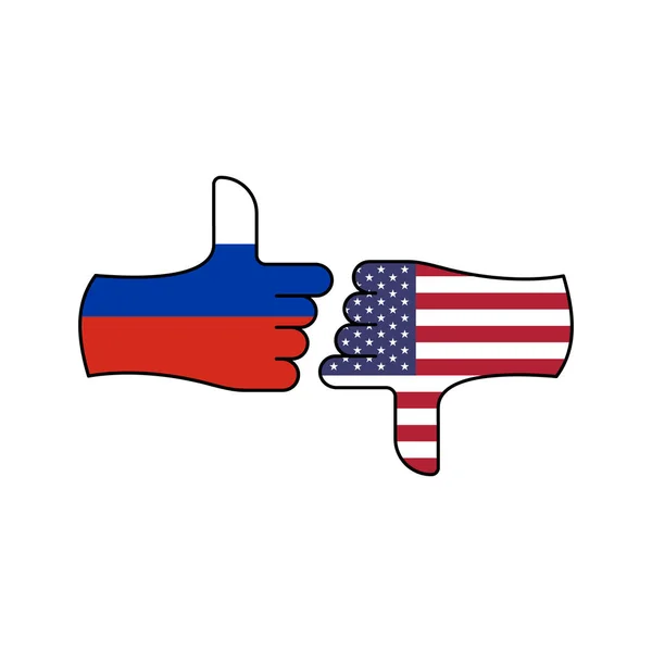 Overwinning Rusland verliezer USA hand gebaar gekleurd pictogram. Elementen van vlag illustratie pictogram. Tekens en symbolen kunnen worden gebruikt voor web, logo, mobiele app, ui, UX — Stockvector