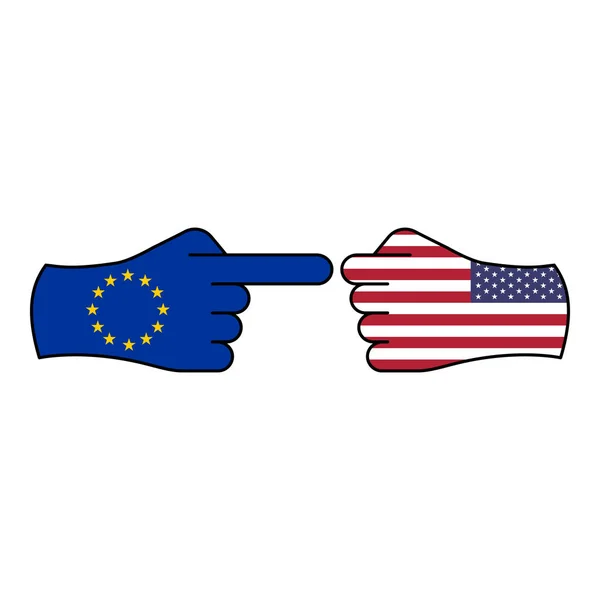 Zaútočit EU obrana USA ruční gesto Barevná ikona. Prvky ikony ilustrace příznaku Značky a symboly mohou být použity pro web, logo, mobilní aplikace, UI, UX — Stockový vektor