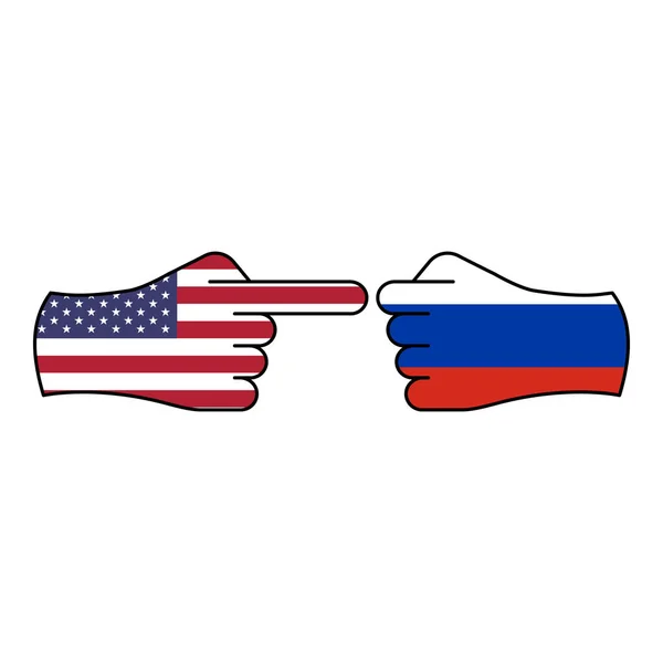 Angriff USA Verteidigung Russland Handgeste farbiges Symbol. Elemente des Flaggensymbols. Zeichen und Symbole können für Web, Logo, mobile App, ui, ux verwendet werden — Stockvektor