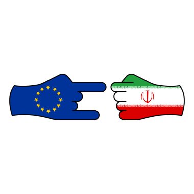 hile eu saldırı iran el jestrenkli simgesi. Bayrak çizim simgesinin öğeleri. İşaretler ve semboller web, logo, mobil uygulama, Ui, Ux için kullanılabilir