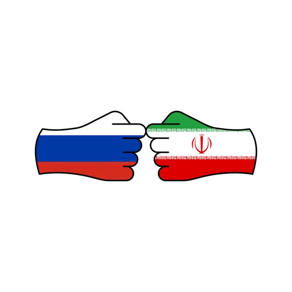 Atak Rosja atak Iran ręka gest kolorowy ikona. Elementy ikony ilustracji flagi. Znaki i symbole mogą być używane do Internetu, logo, aplikacji mobilnej, UI, UX — Wektor stockowy