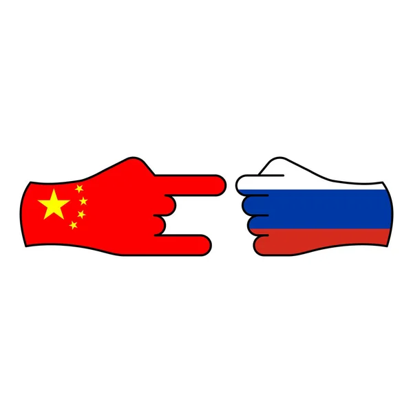 Трюк Китай напад Росії рука жест кольоровий значок. Елементи значка "Позначка ілюстрації". Знаки та символи можуть бути використані для Web, логотип, мобільний додаток, UI, UX — стоковий вектор