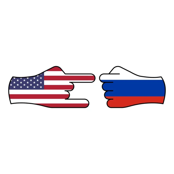 Trucco usa attacco russia mano gesto icona colorata. Elementi dell'icona dell'illustrazione della bandiera. Segni e simboli possono essere utilizzati per il web, logo, app mobile, UI, UX — Vettoriale Stock