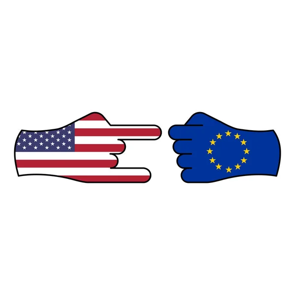 Trick usa attacco eu mano gesto icona colorata. Elementi dell'icona dell'illustrazione della bandiera. Segni e simboli possono essere utilizzati per il web, logo, app mobile, UI, UX — Vettoriale Stock