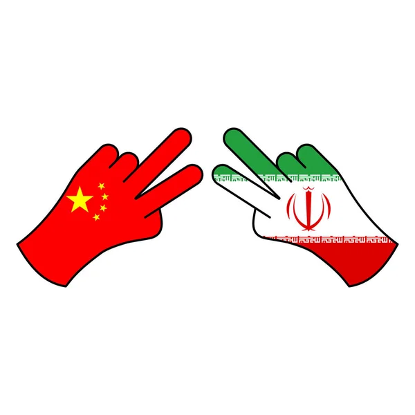Chiny zwycięstwo pokoju Iran ręka gest kolorowy ikona. Elementy ikony ilustracji flagi. Znaki i symbole mogą być używane do Internetu, logo, aplikacji mobilnej, UI, UX — Wektor stockowy