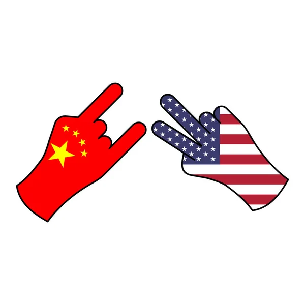 Трюк Китай до США рука жест кольоровий значок. Елементи значка "Позначка ілюстрації". Знаки та символи можуть бути використані для Web, логотип, мобільний додаток, UI, UX — стоковий вектор