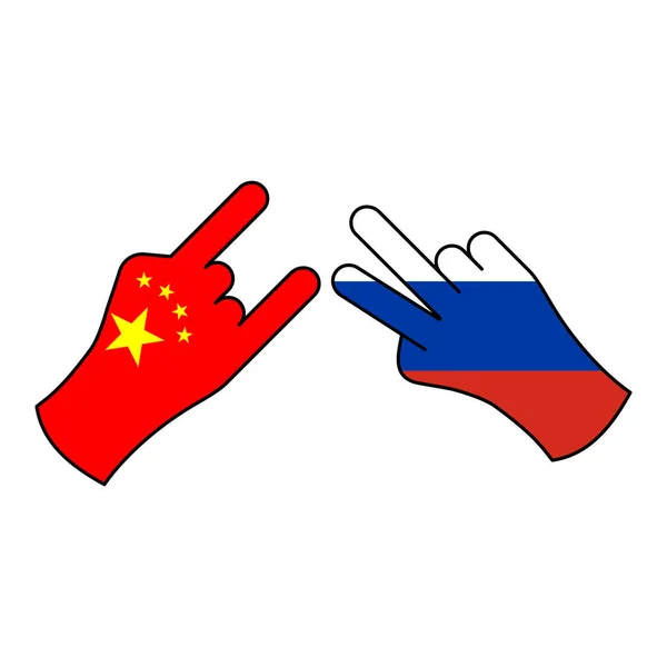 Трюк Китай до Росії рука жест кольоровий значок. Елементи значка "Позначка ілюстрації". Знаки та символи можуть бути використані для Web, логотип, мобільний додаток, UI, UX — стоковий вектор