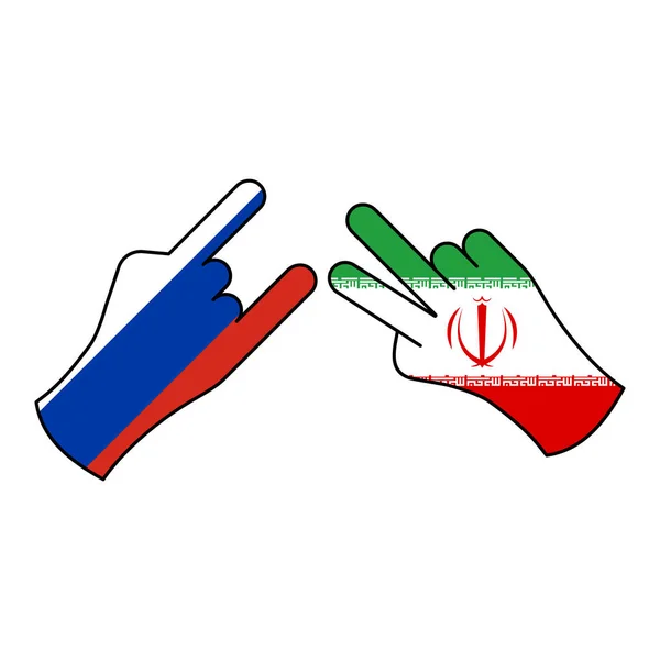 Trick Rosja w oczekiwaniu Iran ręka gest kolorowy ikona. Elementy ikony ilustracji flagi. Znaki i symbole mogą być używane do Internetu, logo, aplikacji mobilnej, UI, UX — Wektor stockowy
