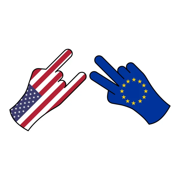 Trick usa in attesa eu mano gesto icona colorata. Elementi dell'icona dell'illustrazione della bandiera. Segni e simboli possono essere utilizzati per il web, logo, app mobile, UI, UX — Vettoriale Stock