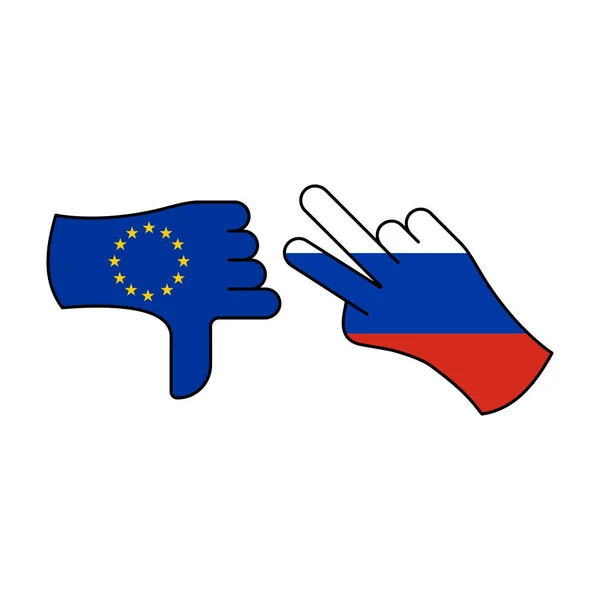 Perdente eu vittoria russia mano gesto icona colorata. Elementi dell'icona dell'illustrazione della bandiera. Segni e simboli possono essere utilizzati per il web, logo, app mobile, UI, UX — Vettoriale Stock