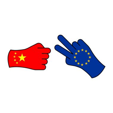 saldırı çin bekleyen ab el jesti renkli simgesi. Bayrak çizim simgesinin öğeleri. İşaretler ve semboller web, logo, mobil uygulama, Ui, Ux için kullanılabilir