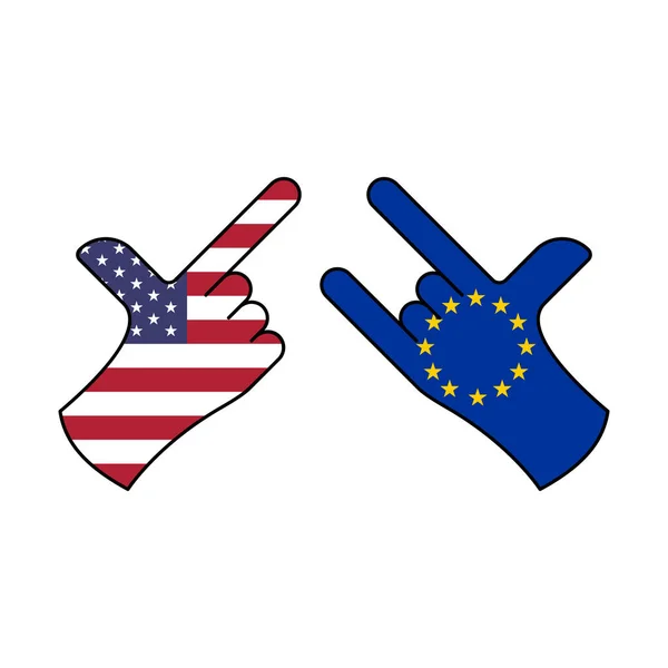 Attacco USA pacifico eu mano gesto icona colorata. Elementi dell'icona dell'illustrazione della bandiera. Segni e simboli possono essere utilizzati per il web, logo, app mobile, UI, UX — Vettoriale Stock