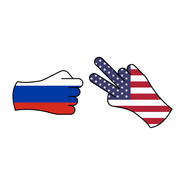 Angriff Russland anhängig usa Handgeste farbiges Symbol. Elemente des Flaggensymbols. Zeichen und Symbole können für Web, Logo, mobile App, ui, ux verwendet werden — Stockvektor