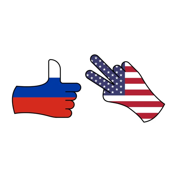 Vittoria russia in attesa usa mano gesto icona colorata. Elementi dell'icona dell'illustrazione della bandiera. Segni e simboli possono essere utilizzati per il web, logo, app mobile, UI, UX — Vettoriale Stock