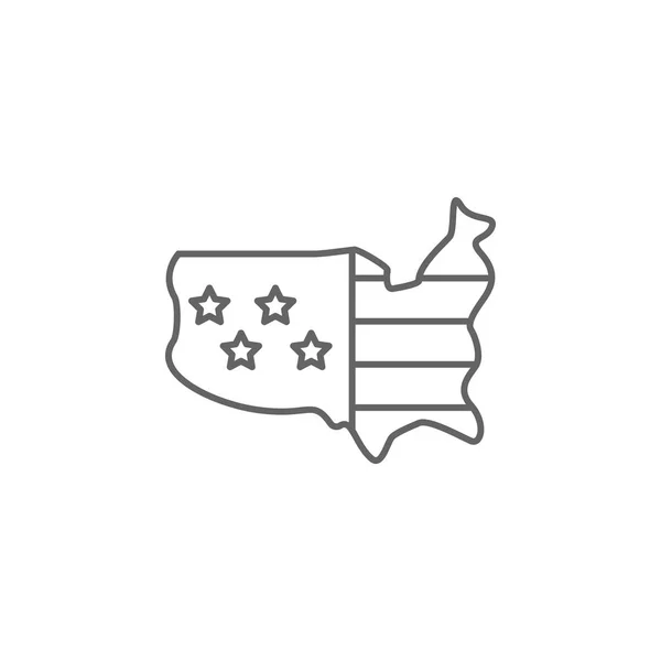USA vlag kaart overzicht pictogram. Elementen van Independence Day illustratie pictogram. Tekens en symbolen kunnen worden gebruikt voor web, logo, mobiele app, ui, UX — Stockvector