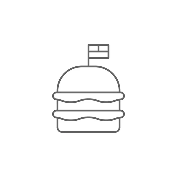 Bandera de hamburguesa icono contorno de comida rápida. Icono de ilustración del día de los elementos de independencia. Los signos y símbolos se pueden utilizar para la web, logotipo, aplicación móvil, interfaz de usuario, UX — Vector de stock