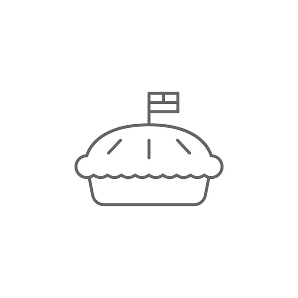 Tarte pâtisserie icône de contour de dessert. Eléments de l'icône de l'illustration de fête de l'indépendance. Signes et symboles peuvent être utilisés pour le web, logo, application mobile, UI, UX — Image vectorielle