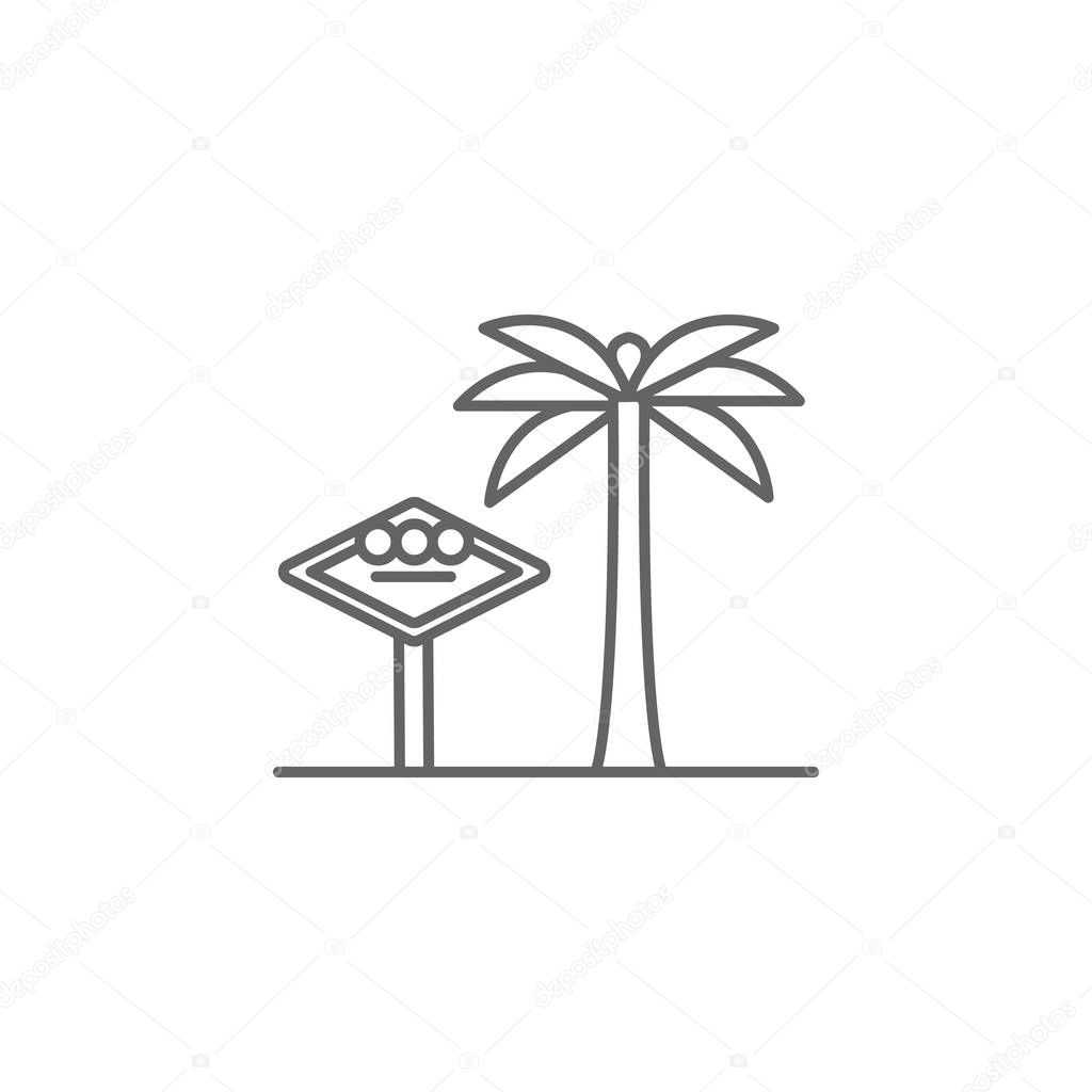 las vegas usa palm outline icon. Elements of independence day illustration icon. Signs and symbols can be used for web, logo, mobile app, UI, UX