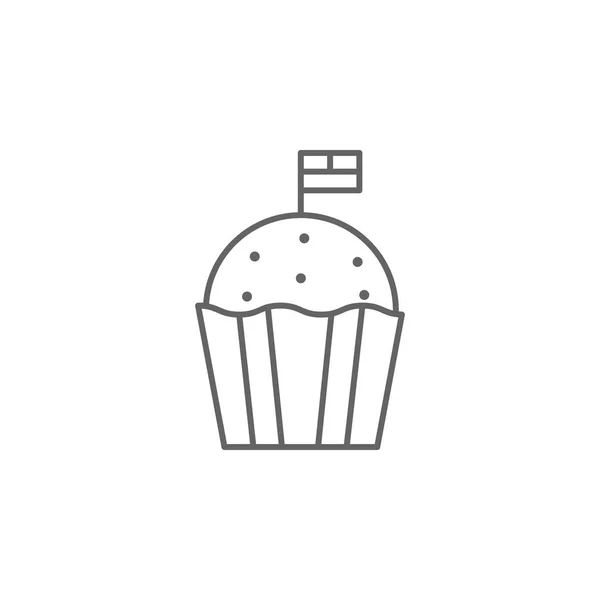 Icône de contour de dessert drapeau muffin. Eléments de l'icône de l'illustration de fête de l'indépendance. Signes et symboles peuvent être utilisés pour le web, logo, application mobile, UI, UX — Image vectorielle