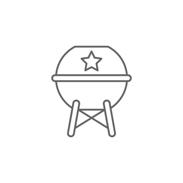 Значок контура гриля барбекю. Иллюстрационный значок Дня независимости. Знаки и символы могут быть использованы для веб, логотип, мобильное приложение, пользовательский интерфейс, UX — стоковый вектор