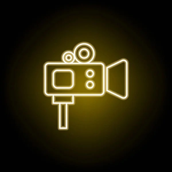 Icono de sala de video en estilo neón amarillo. Elemento del vector de ilustración de teatro. Signos y símbolos icono para sitios web, diseño web, aplicación móvil — Vector de stock