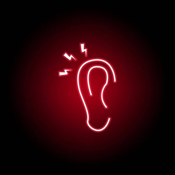 ear pain icon in neon style. Element of human body pain for mobile concept and web apps illustration. Thin line icon for website design and development, app development