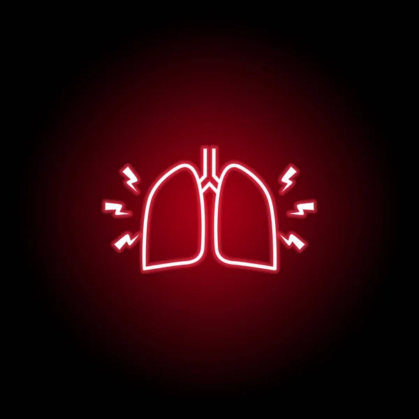 Dolor en los pulmones icono en estilo neón. Elemento de dolor del cuerpo humano para el concepto móvil y la ilustración de aplicaciones web. Icono de línea delgada para el diseño y desarrollo de sitios web, desarrollo de aplicaciones — Archivo Imágenes Vectoriales