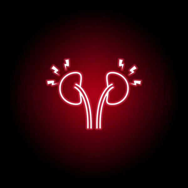 kidney pain icon in neon style. Element of human body pain for mobile concept and web apps illustration. Thin line icon for website design and development, app development